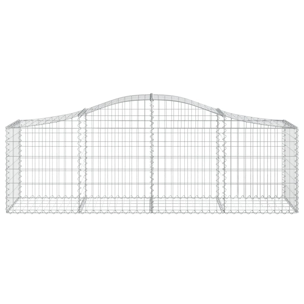 Cestini gabbioni recinzione a gabbia muro di contenimento ad arco 15 pezzi 200 x 50 x 60/80 cm ferro zincato argento 02_0040425