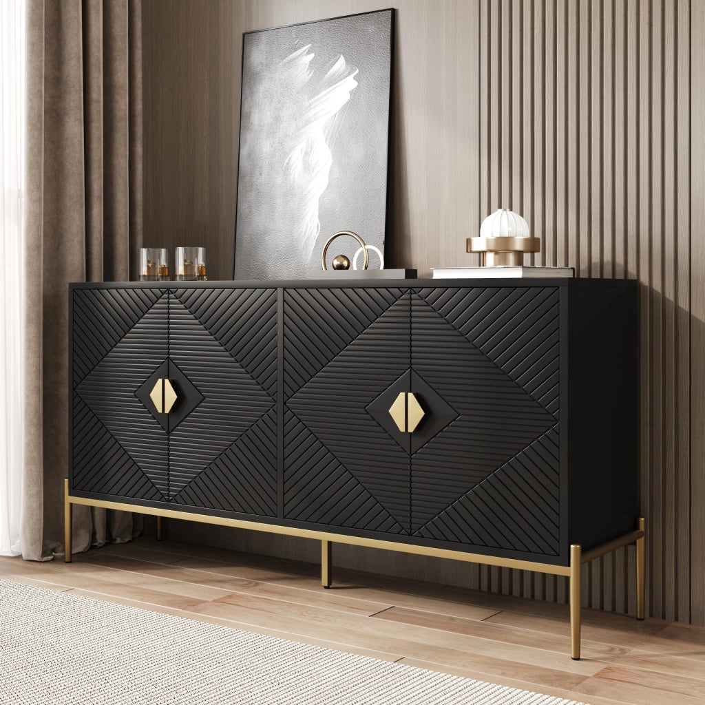 SIDEBOARD 162 x 40 x 80 cm Nero in MDF e pannello truciolare