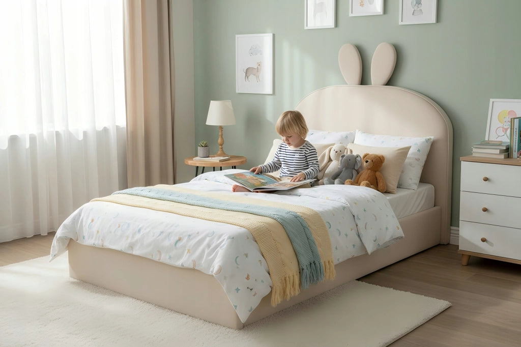 Letto imbottito 90x200 grigio - Xylo - Vellutato