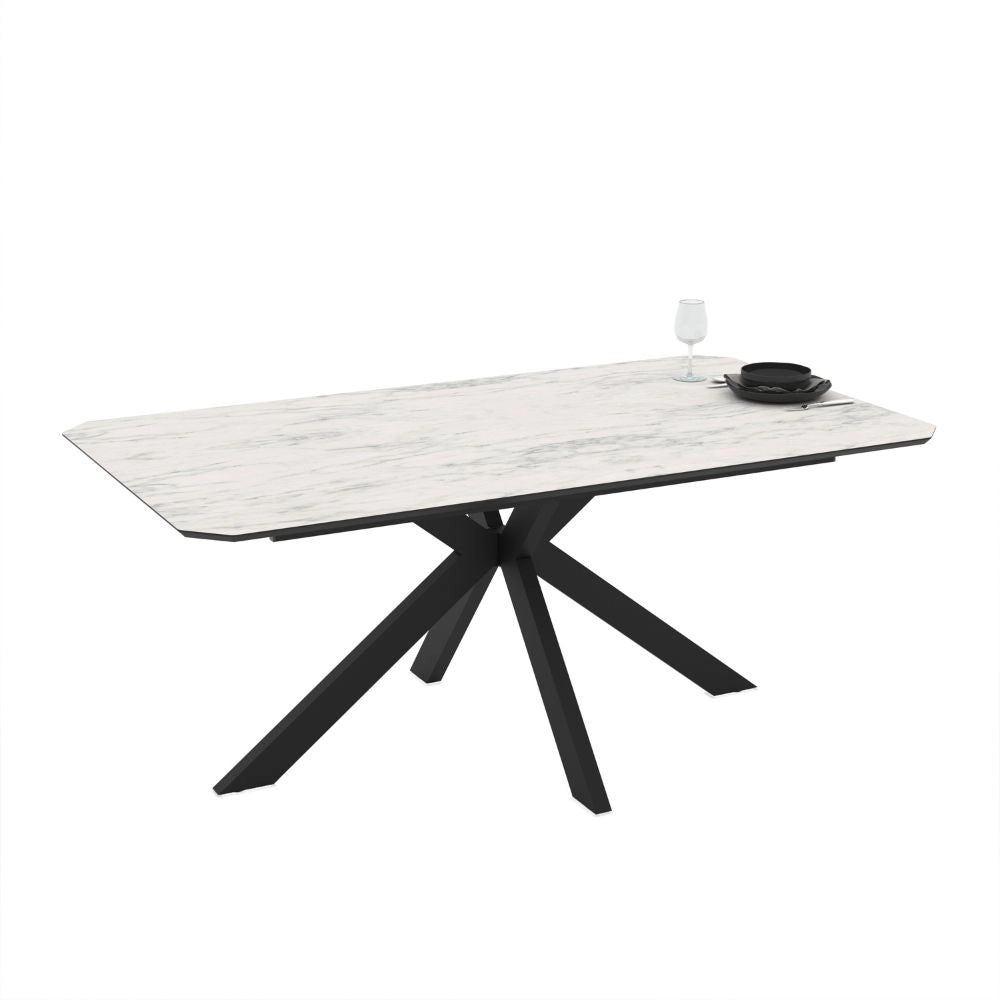 Tavolo rettangolare fisso Opera effetto marmo bianco opaco 180x100x76H