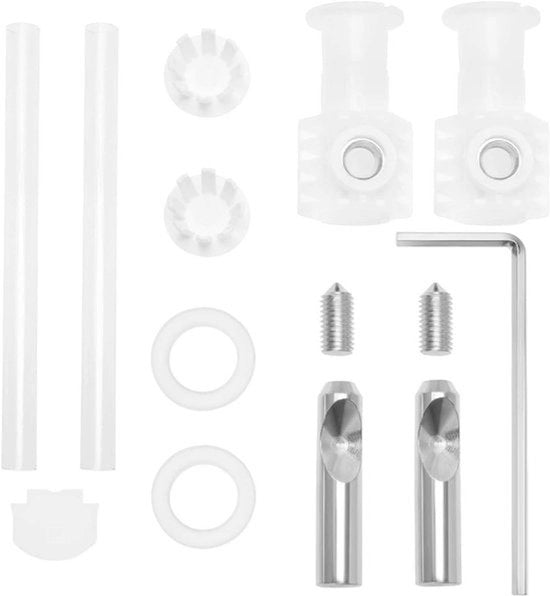 Montaggio Fitting per WC - Viti per Copertura WC - Serrature in Acciaio Inox - Accessori per WC a Parete - Coperture WC Robuste - Sostituzione - Adatto per Bagno - Acciaio Inox 1-set.