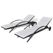 Lettini PrendiLettino sole | Sdraio da giardino | Lettino da sole con Tavolino in Polyrattan Nero