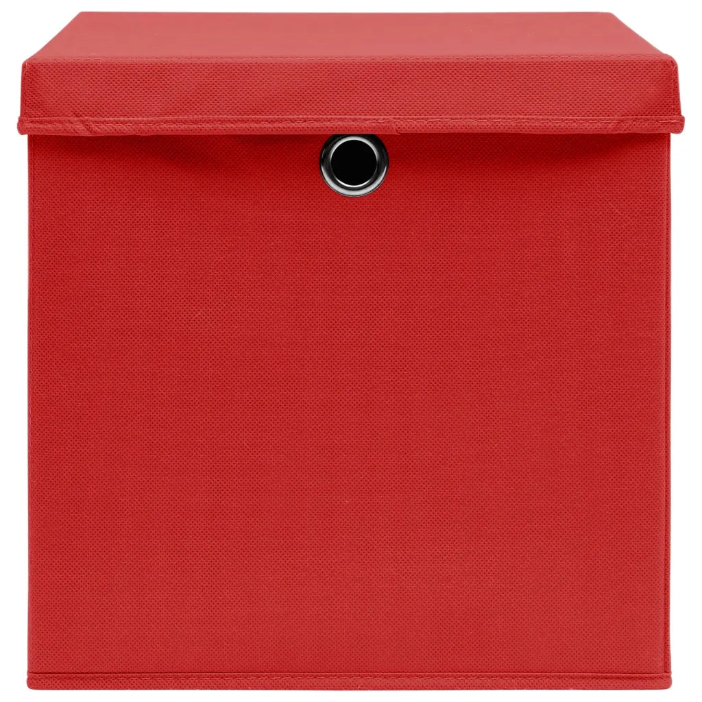 Contenitori con Coperchi 10 pz 28x28x28 cm Rosso CFW7199001