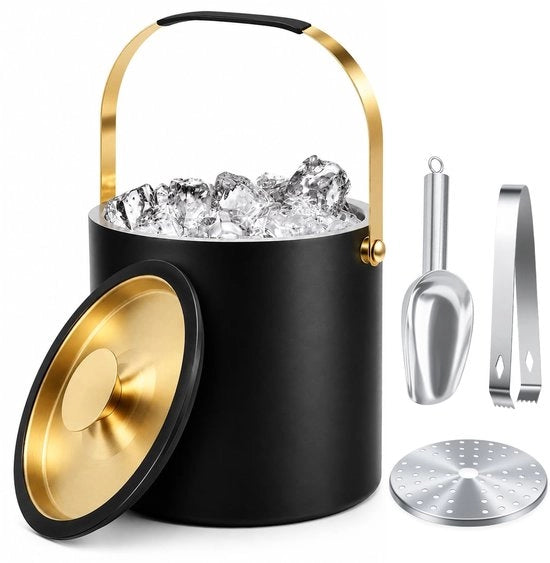 Semmer a doppia parete in acciaio inossidabile - 3,2 l - con coperchio - inclusa pinza e setaccio - ideale per birra/vino - semmer per bevande