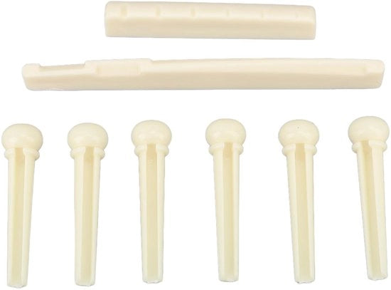 Sella in Plastica per Chitarra - Set di Ponticello - Inclusa Morsa per Chitarra - 6 Viti da Serraggio - Facile da Installare - Formato Compatto - Ponticello per Chitarra