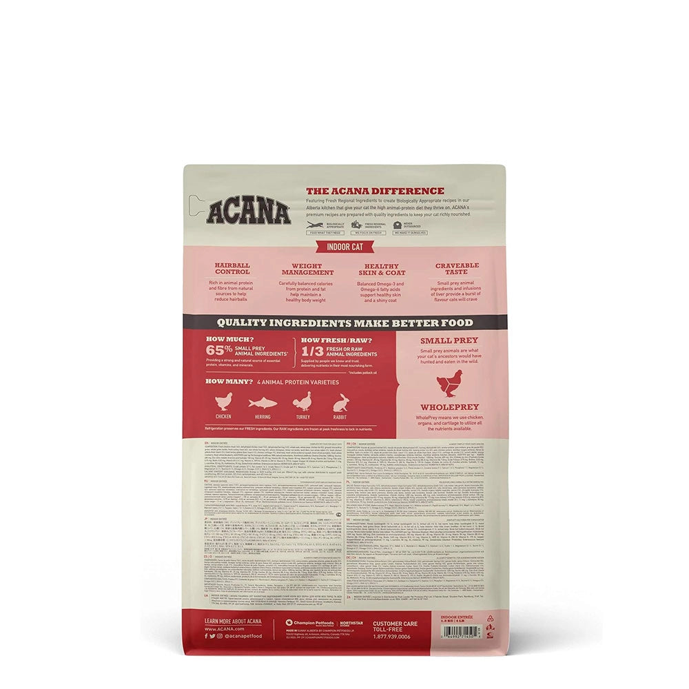 Acana Cat Indoor Entrée 1,8 kg – Crocchette Grain Free per Gatti da Interno
