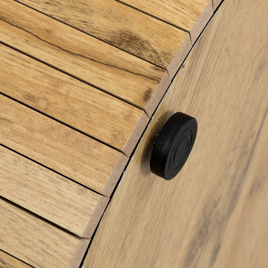 Tavolini da Salotto Impilabili Rotondi con 2 Tavoli e Vano Contenitore Stile Nordico per Soggiorno MDF Naturale