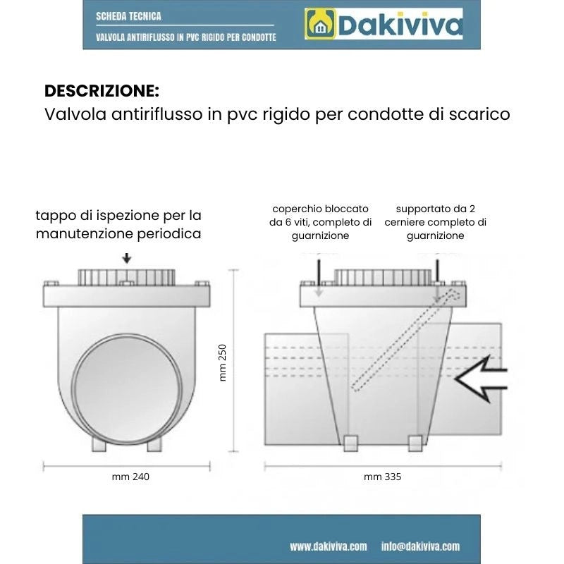 Valvola antiriflusso per edilizia in pvc : Diametro - 160