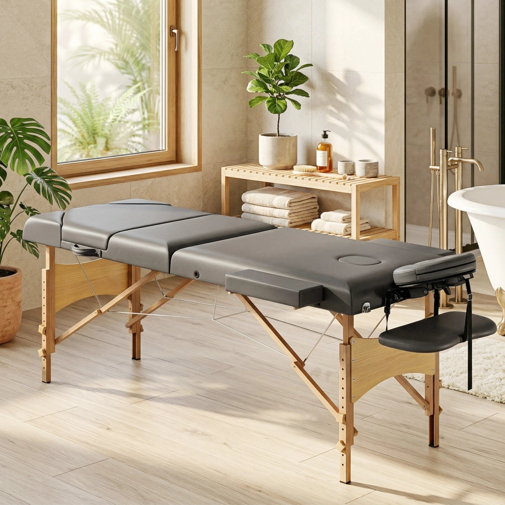 Letto reclinabile in legno con testiera regolabile e braccioli ¨C Zephmum ¨C Grigio 215x60x62-89 cm