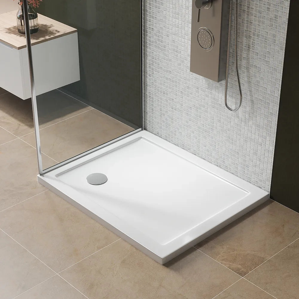 Piatto doccia 70x90 cm bianco lucido bordato in acrilico rinforzato | Asteios
