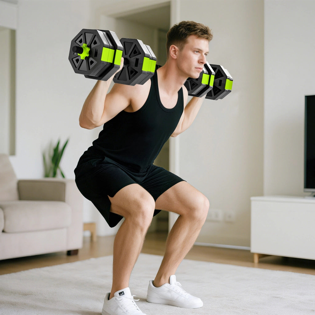 Set manubri regolabile 20 kg 6 in 1 ¨C zephmum ¨C come kettlebell con barra e supporto per flessioni