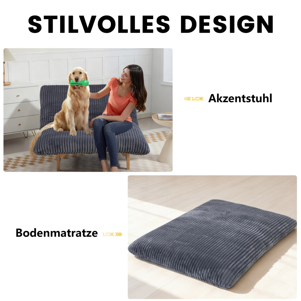 POLTRONA Beanbag per adulti 84x62x22 cm in corduroy grigio