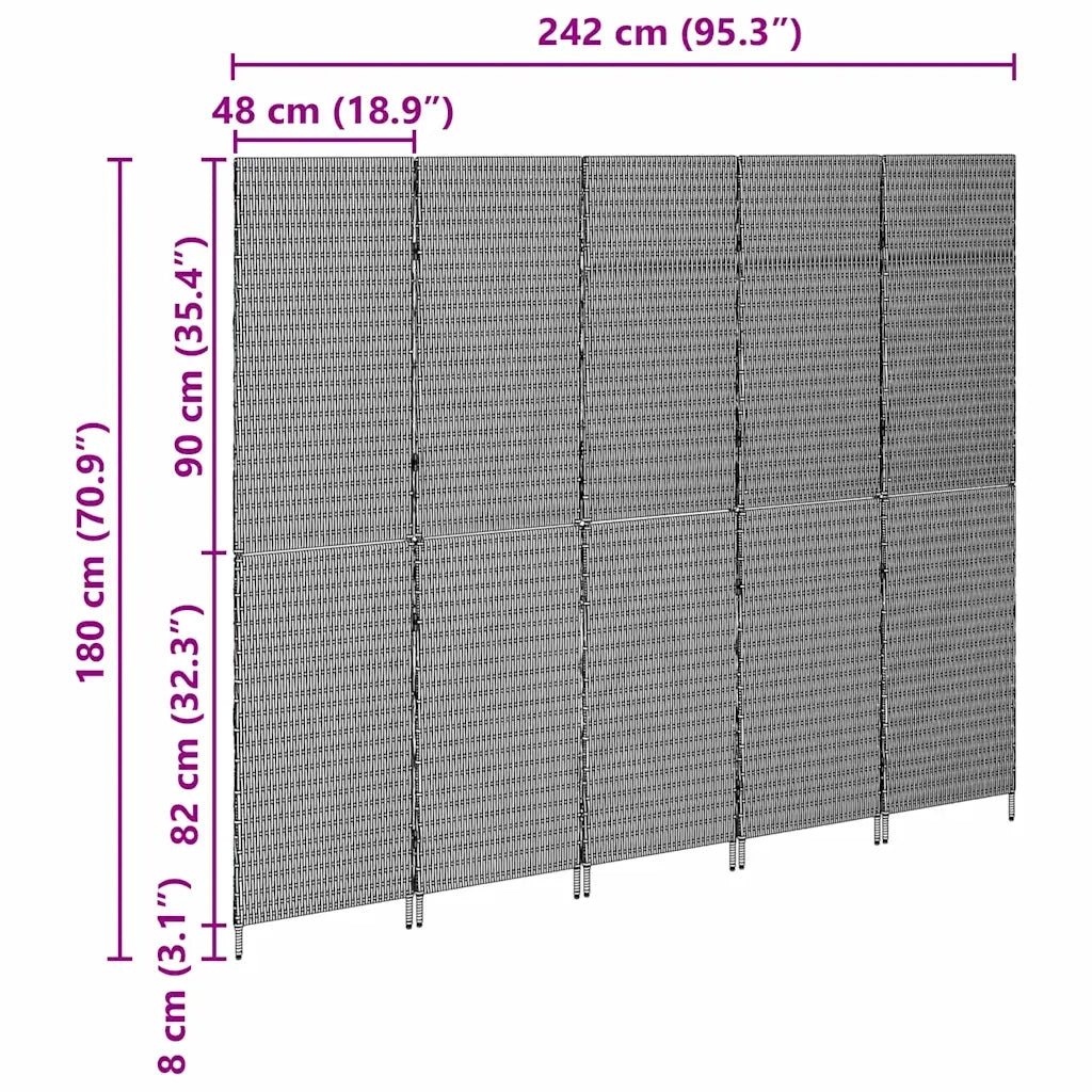 Divider per stanze | Paravento | Divisorio Ambienti Beige 242 x 180 cm polyrattan