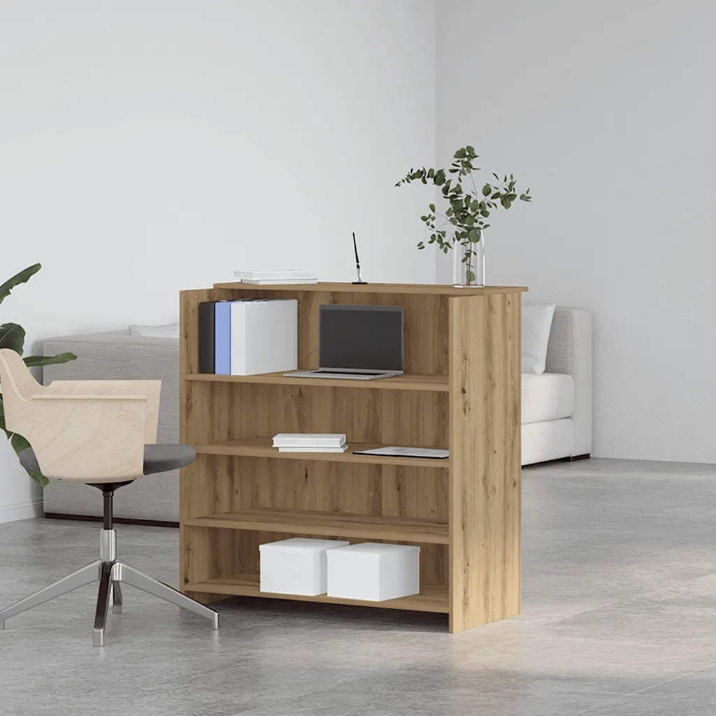 Banco Reception | Scrivania | Tavolo da Ufficio Rovere Artigianale 100x50x103,5cm in Truciolato