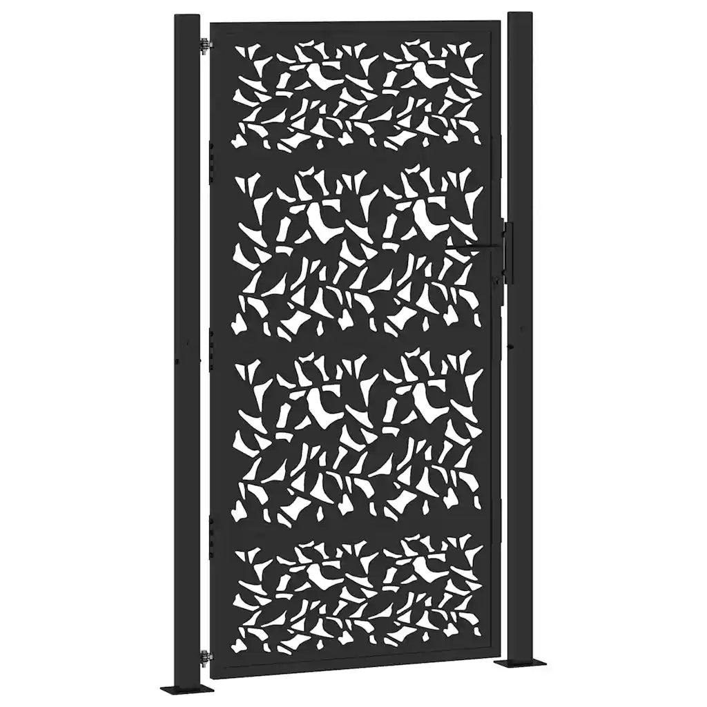 Cancello da giardino nero 100x175 cm in acciaio con design a foglia 4100962