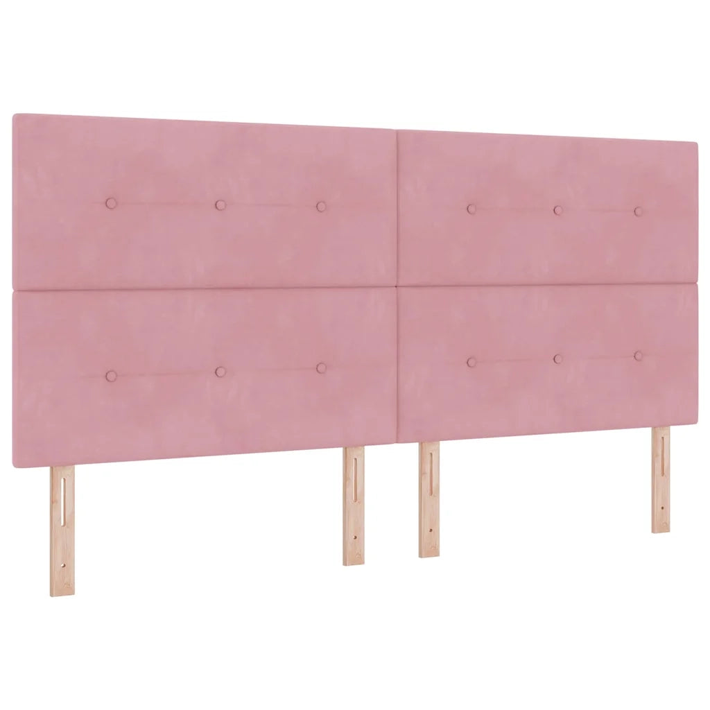 Letto a Sorgente LED con materasso Rosa 200 x 200 cm Tessuto
