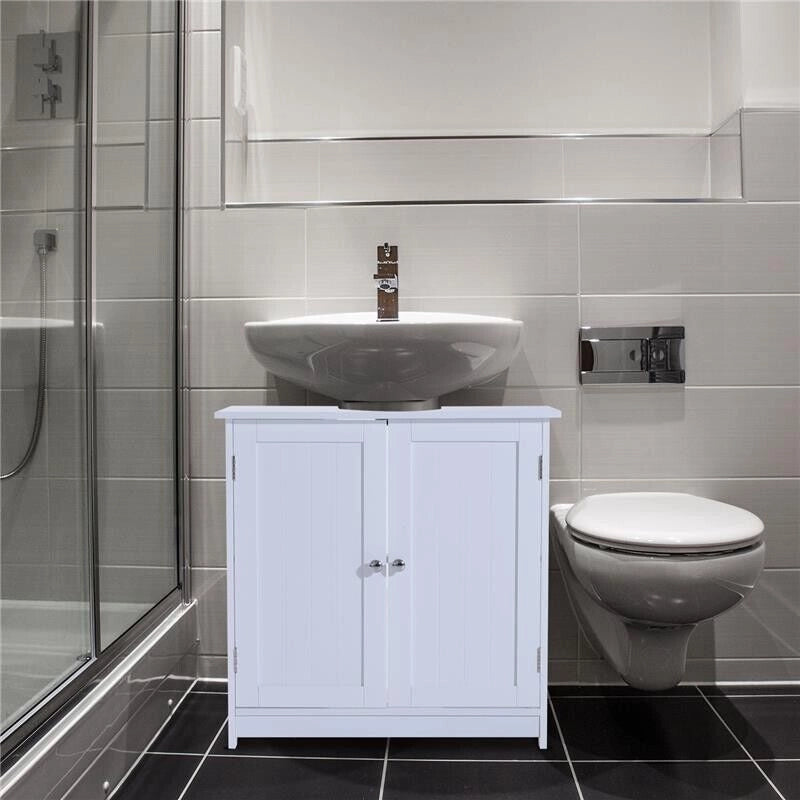MOBILETTO SOTTOLAVELLO IN MDF PER BAGNO CON 2 ANTE 60X30X60 CM BIANCO