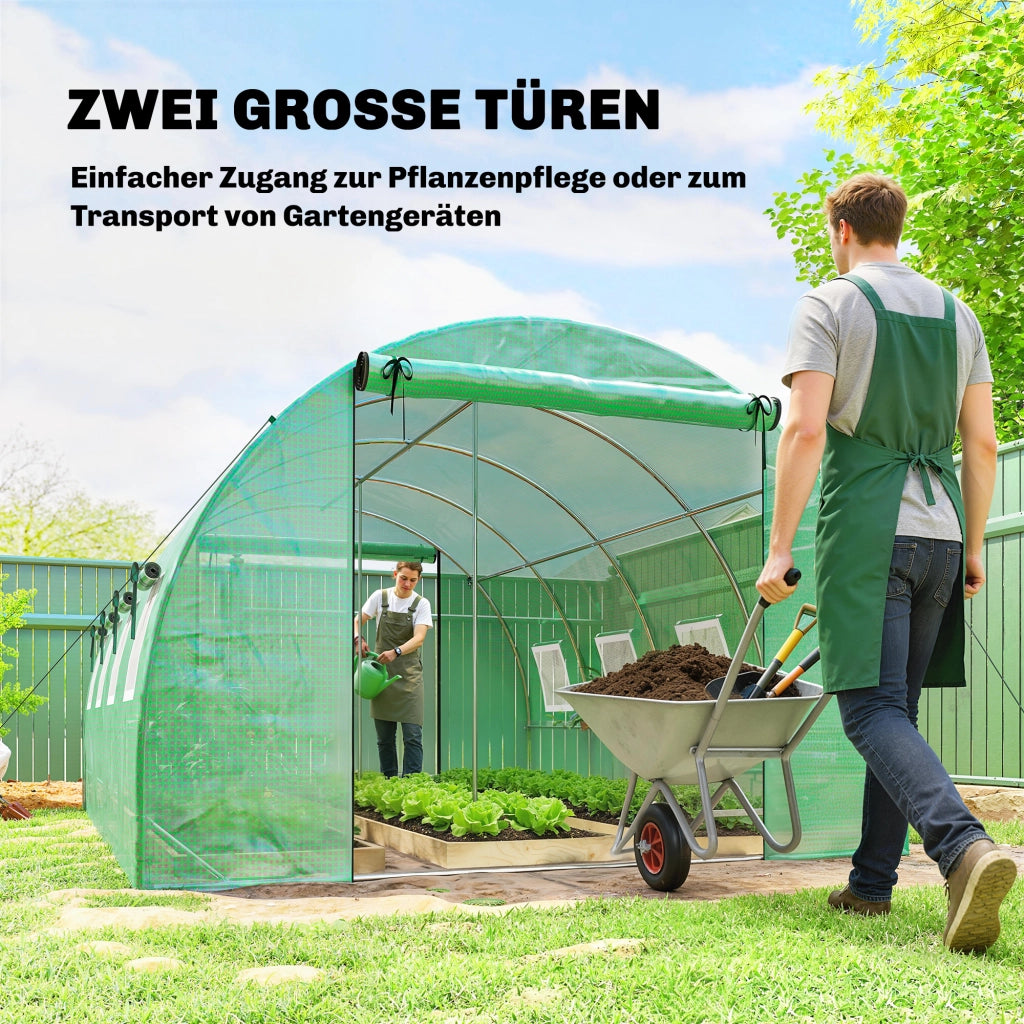 Serra da Giardino 4x3x2m con Porta Zip e 8 Finestre a Rete ¨C Xylo ¨C Verde