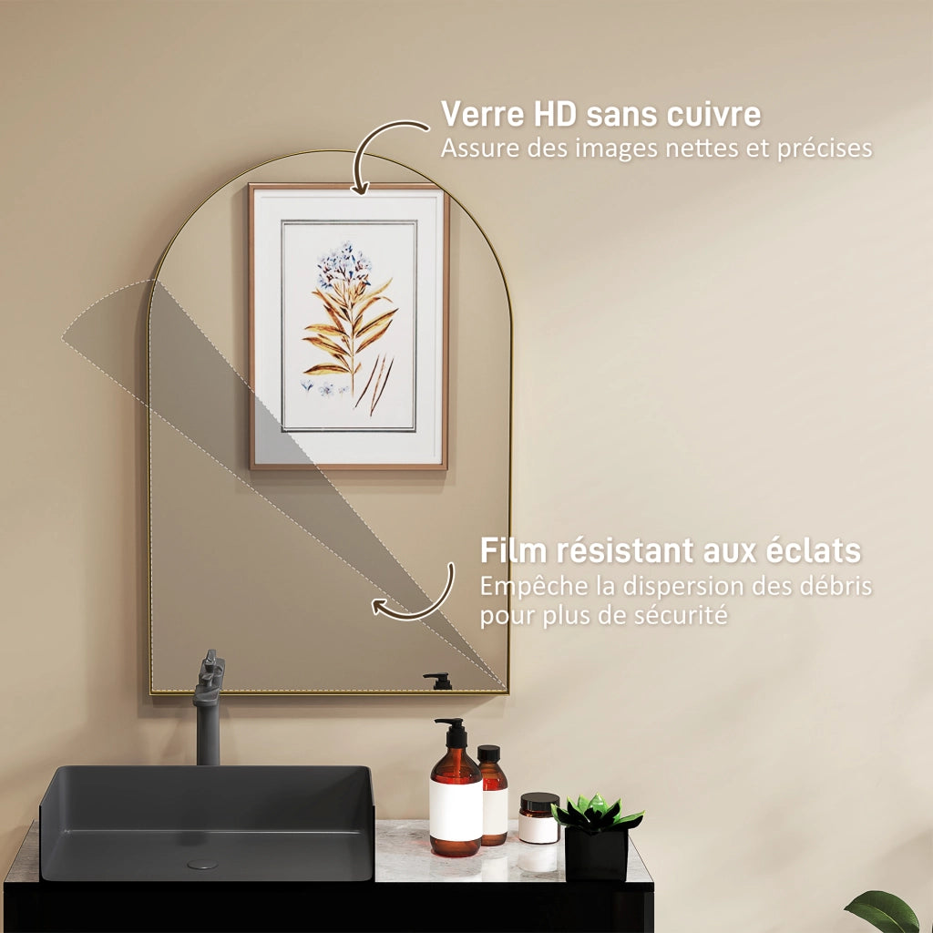Specchio da parete ad arco ¨C Xylo ¨C Cornice in lega alluminio oro 60x90cm