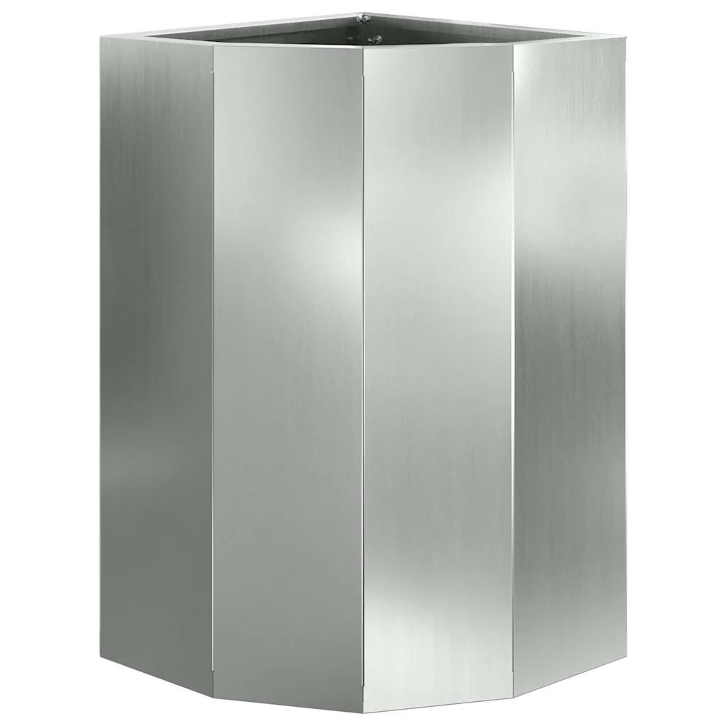 Fioriere | Cassetta per fiori | Vaso d'angolo Argento 30 x 30 x 50 cm Acciaio zincato