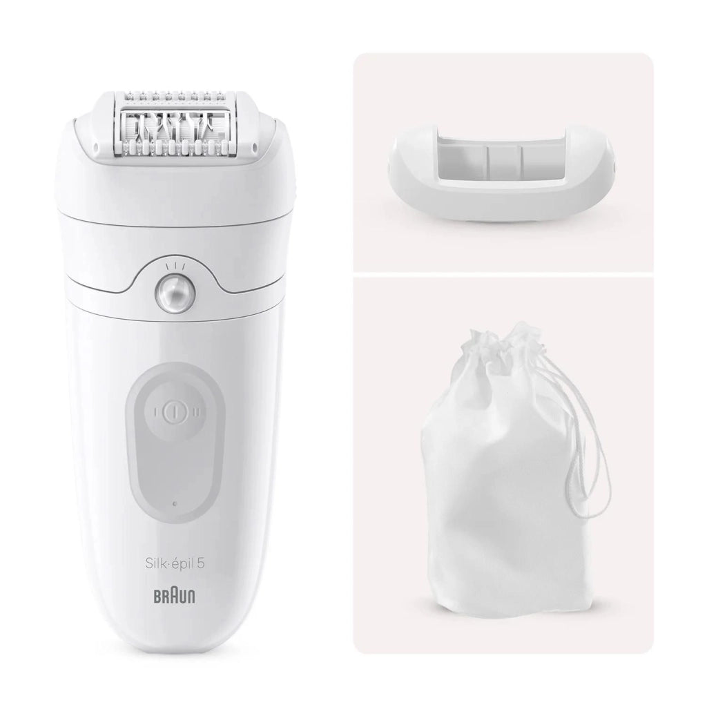Braun SE5-011 Silk-épil 5 Epilatore Elettrico 28 Pinzette MicroGrip 2 Velocita' Wet and Dry SmartLight colore Bianco