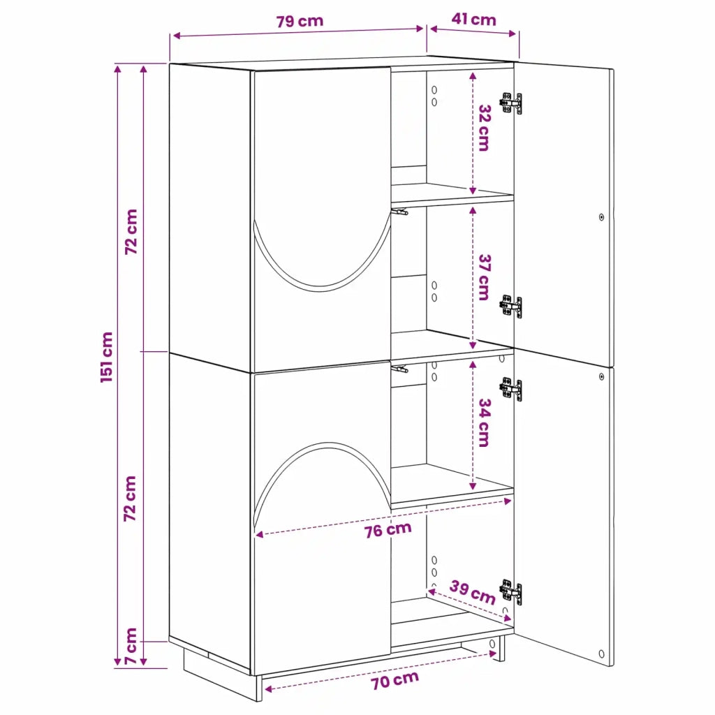 Credenza Legno di quercia 79 x 41 x 151 cm Legno ingegnerizzato 3433116