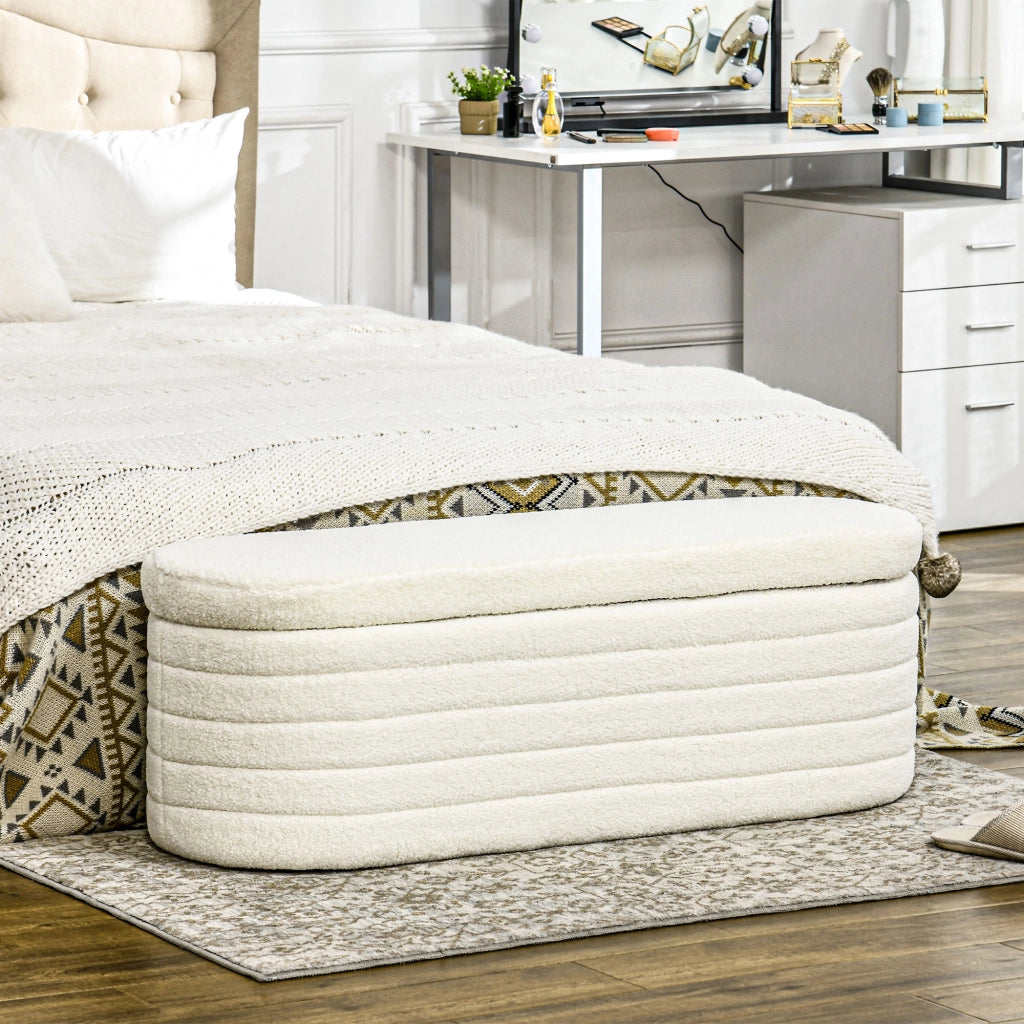 Panca Contenitore Letto in Tessuto ¨C zephmum ¨C 116x41x40.5cm Crema