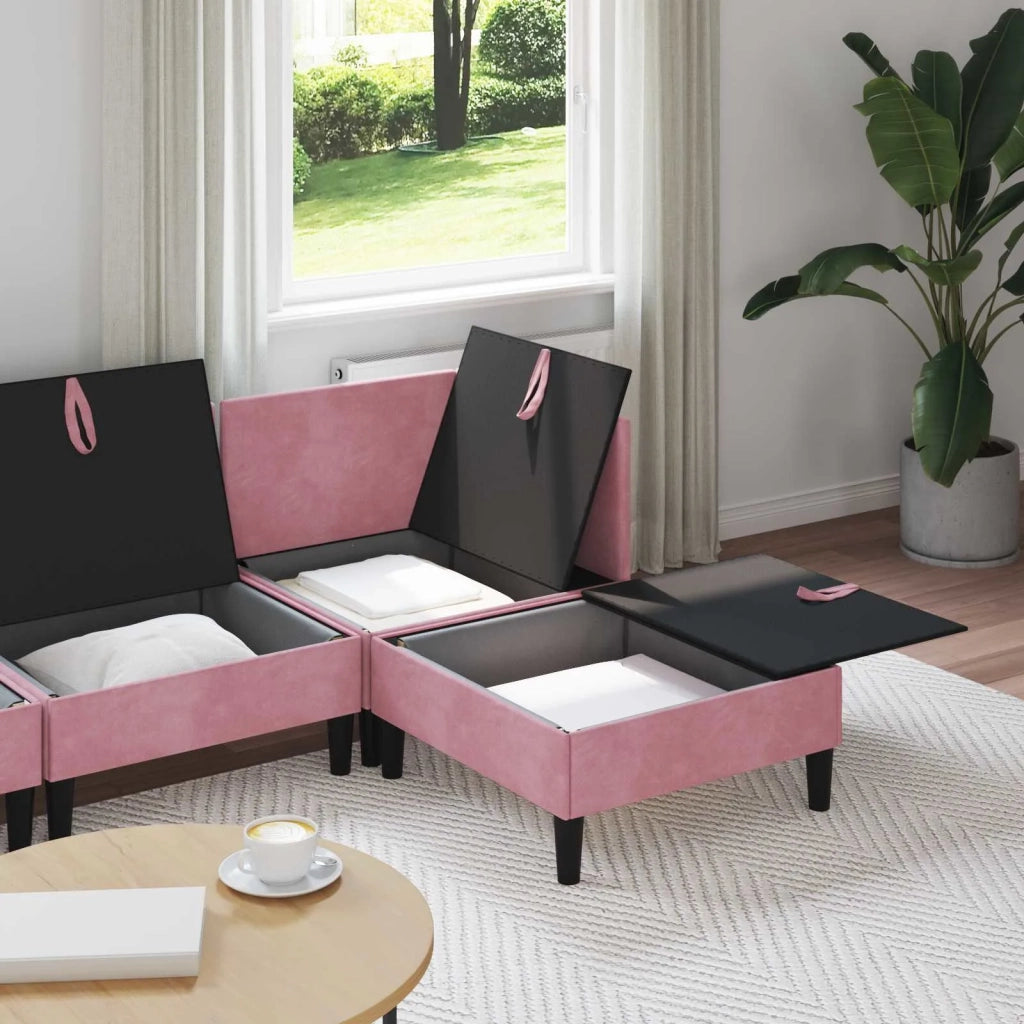 Set di mobili per il soggiorno con cuscino 4 pcs Rosa Velluto 3413745