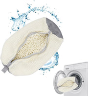 Sacchetto per scarpe per lavatrice, 360° pulizia, assorbimento di shock e riduzione del rumore, sacchetto per scarpe multi-protezione per lavatrice, sneaker riutilizzabile, per tutte le tipologie e misure di scarpe (bianco crema - 1 pz.)