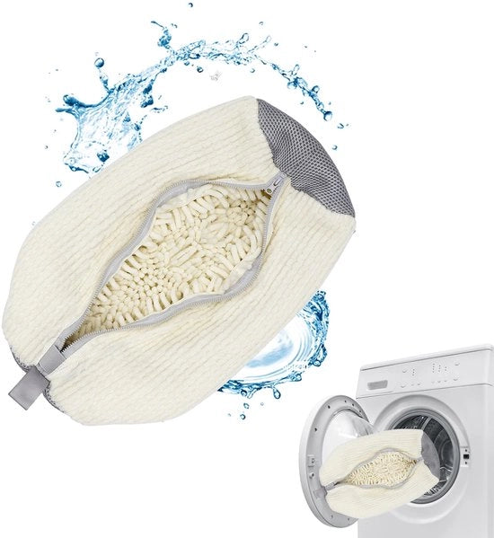 Sacchetto per scarpe per lavatrice, 360° pulizia, assorbimento di shock e riduzione del rumore, sacchetto per scarpe multi-protezione per lavatrice, sneaker riutilizzabile, per tutte le tipologie e misure di scarpe (bianco crema - 1 pz.)