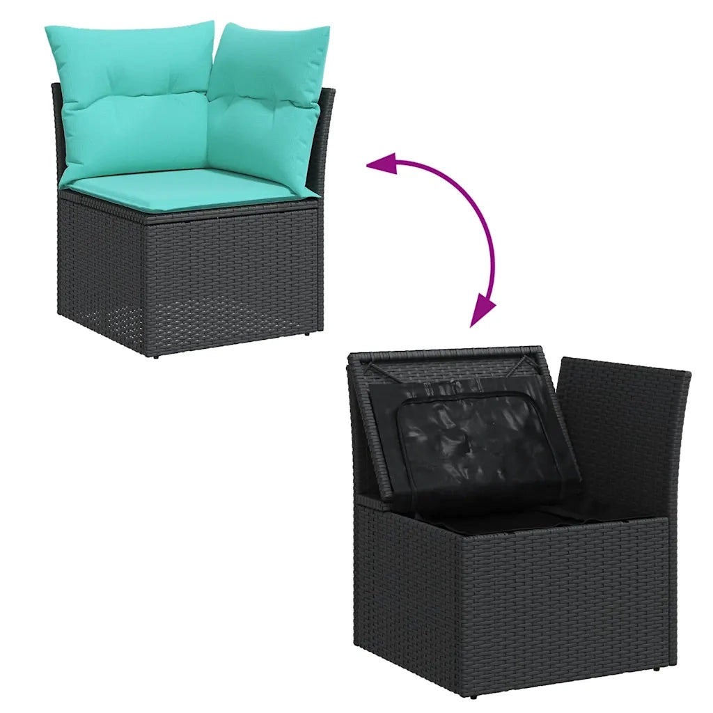 Set Divani da Giardino con Cuscini 7pz Nero Polyrattan 3327564