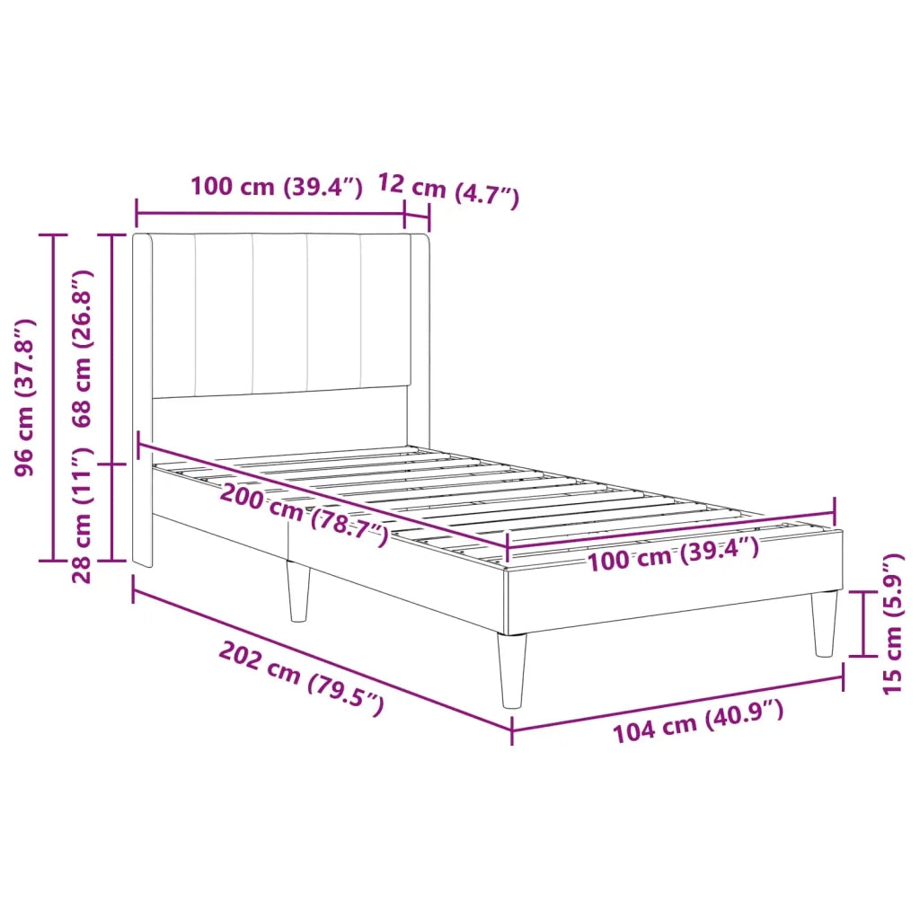 Struttura del letto con testiera-Giroletto Rosa 100 x 200 cm Velluto 726431