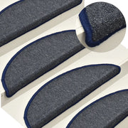 Tappetini per scale 15 pz 56x17x3 cm Grigio scuro e blu semicircolari 322364