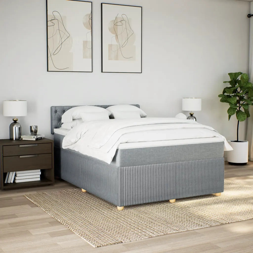 Giroletto a Molle con Materasso Grigio Chiaro 140x190cm Tessuto