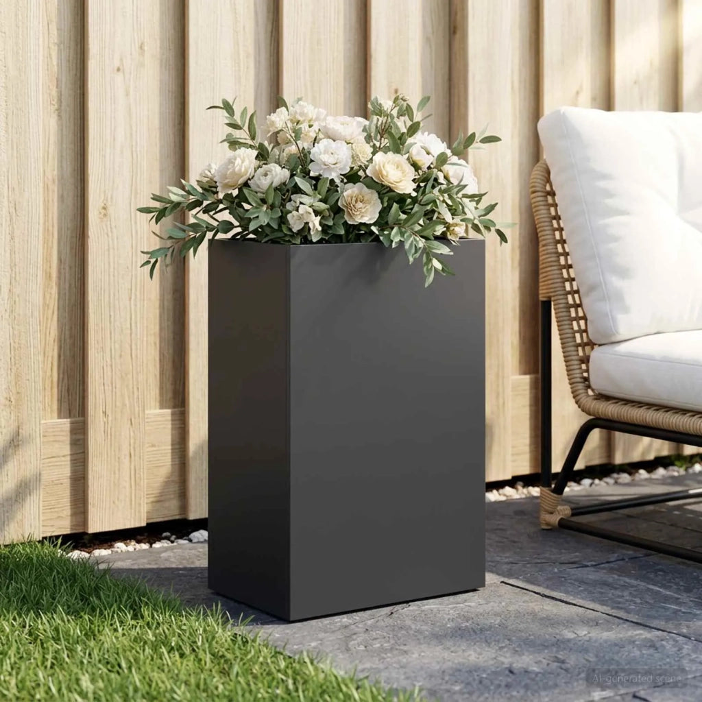 Vaso da giardino Nero 40 x 30 x 75 cm Acciaio laminato a freddo 8005498