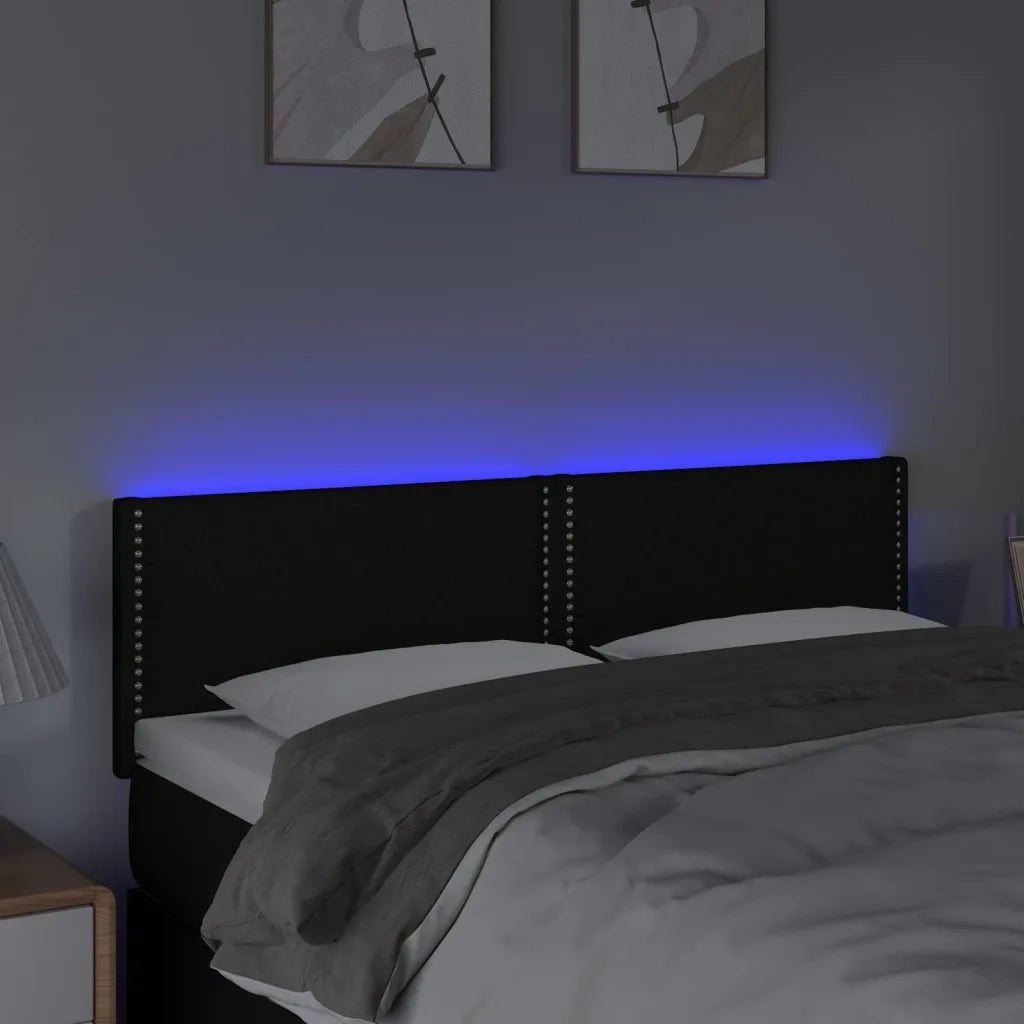 Testiera | Testata a LED Nera 144x5x78/88 cm in Tessuto