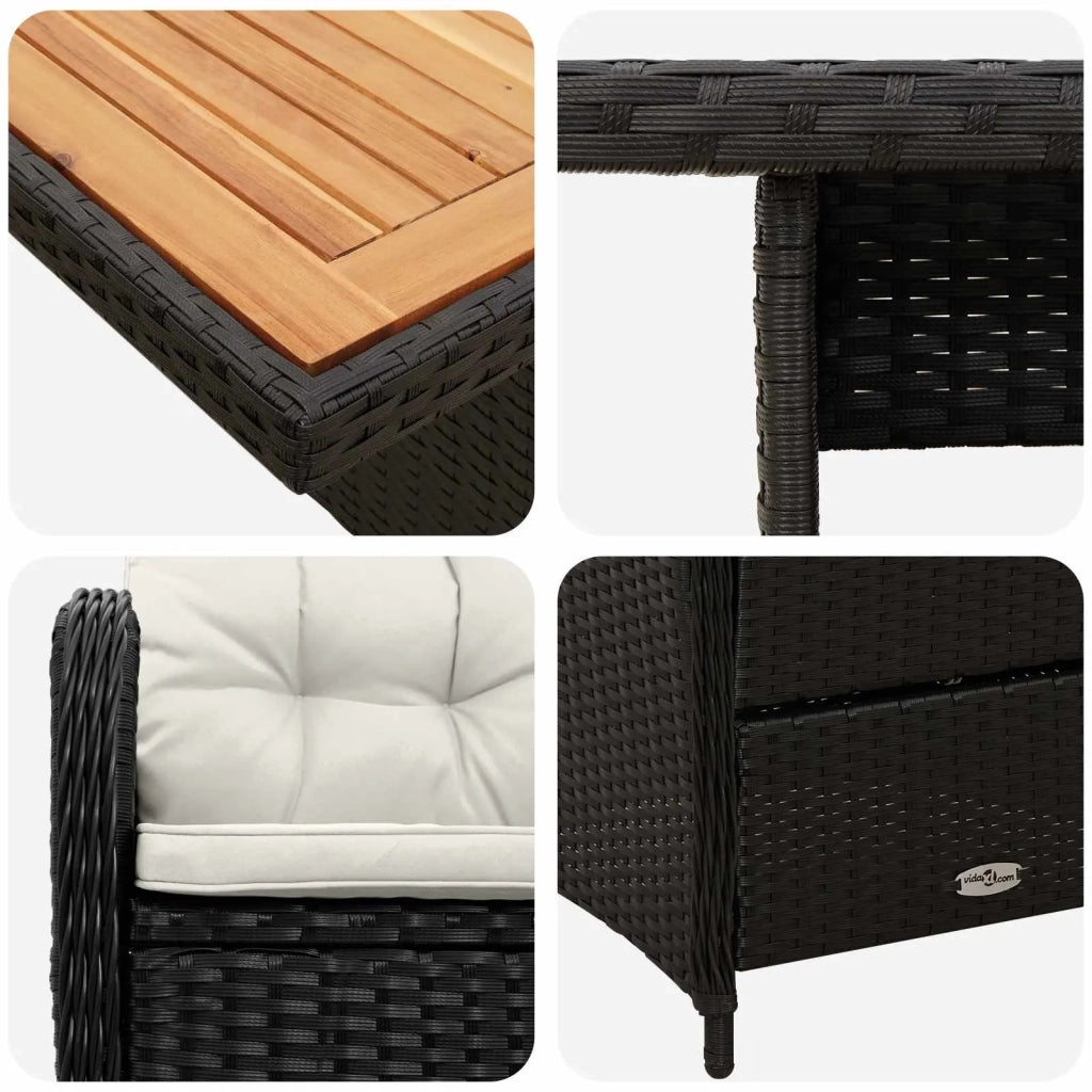 Set da pranzo per esterni 5 pz Nero e Bianco Crema 3422409