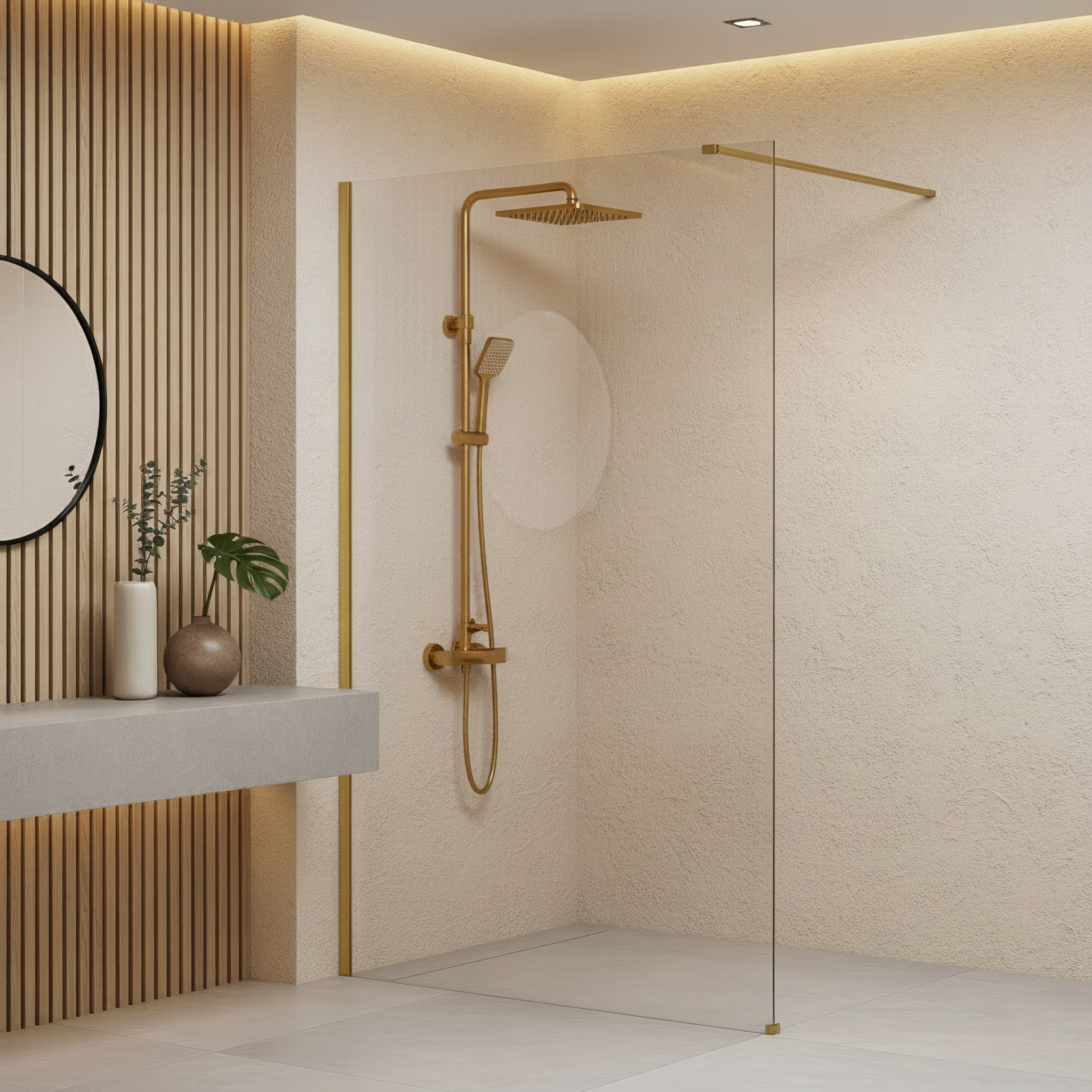 Parete Doccia Rea Flexi Transparent / Brush Gold 90