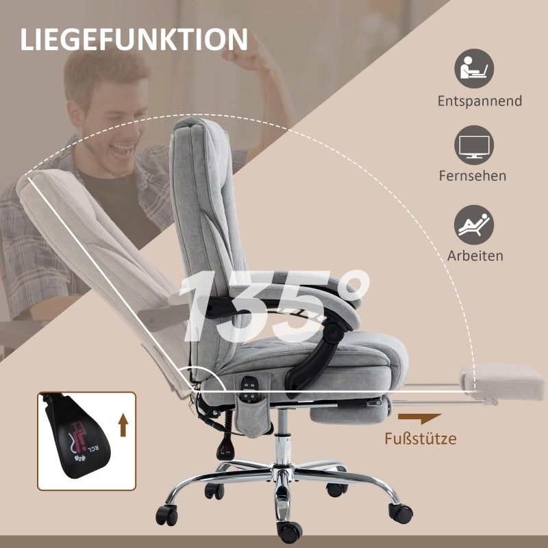 Sedia da ufficio con massaggio vibrante, sedia ergonomica da scrivania con funzione reclinabile, riscaldamento, sedia girevole regolabile in altezza