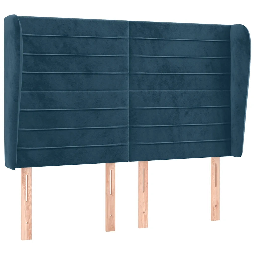 Testiera ad Orecchio-Testata con Orecchie Blu Scuro 147x23x118/128cm in Velluto 551311