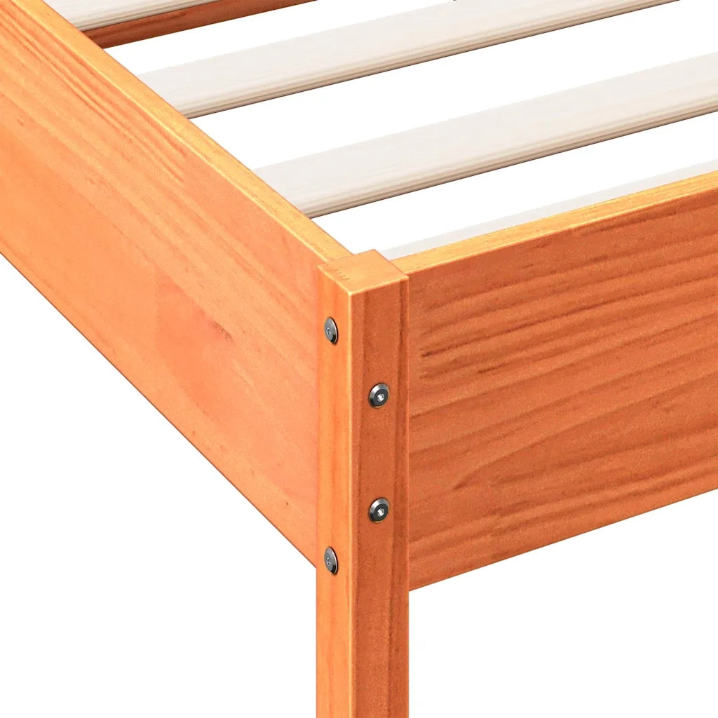 Giroletto senza Materasso-Struttura Letto Marrone Cera 135x190 cm Legno di Pino 447390
