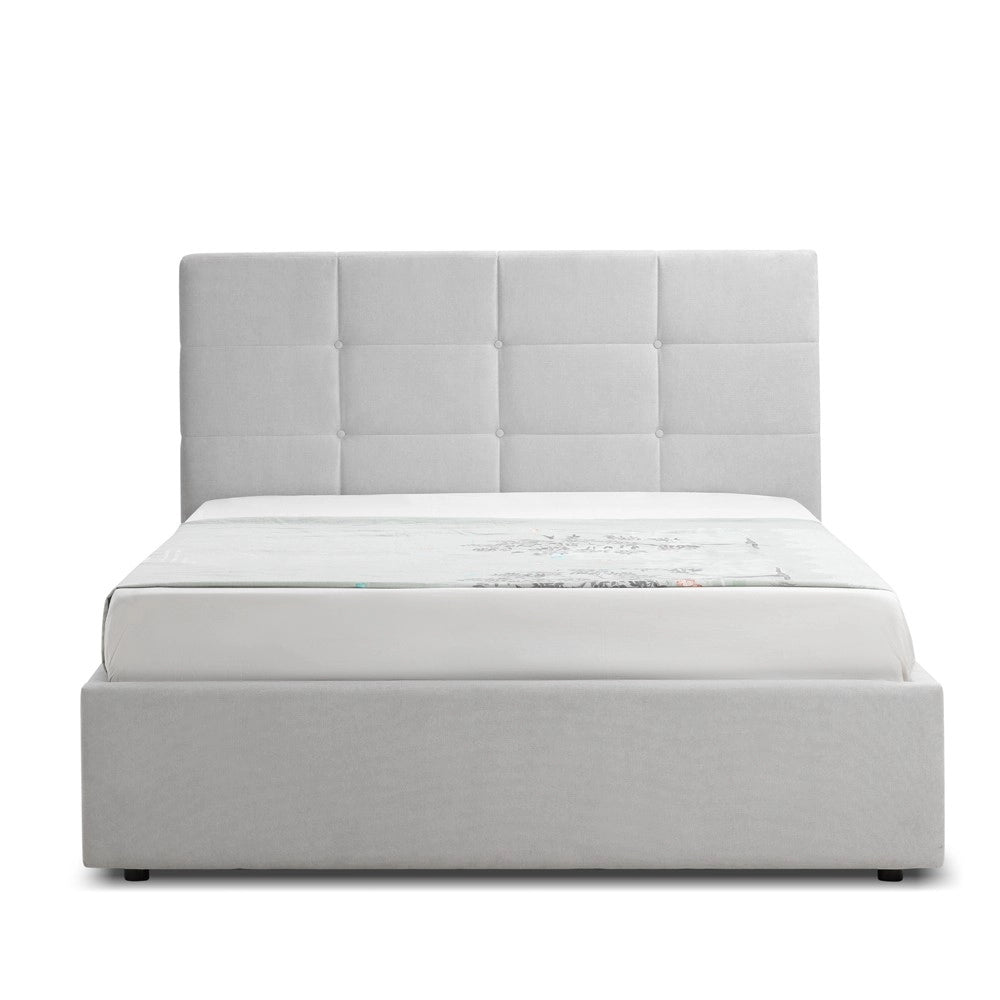 Letto una piazza e mezza con contenitore Napoli tessuto colore grigio