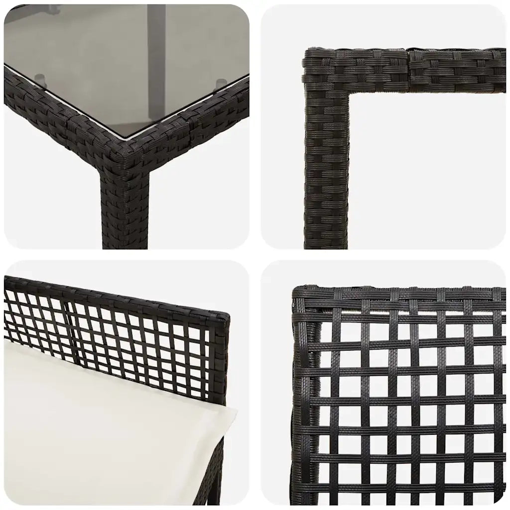 Set da Pranzo per Giardino 5 pcs Nero polyrattan 3334856