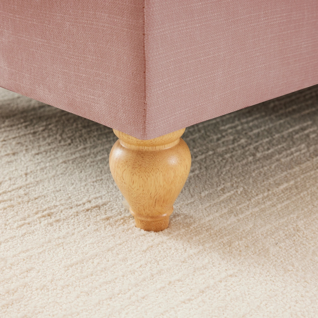 Poltrona con pouf, cuscino mobile e gonna con volant rimovibile, design classico in ciniglia rosa