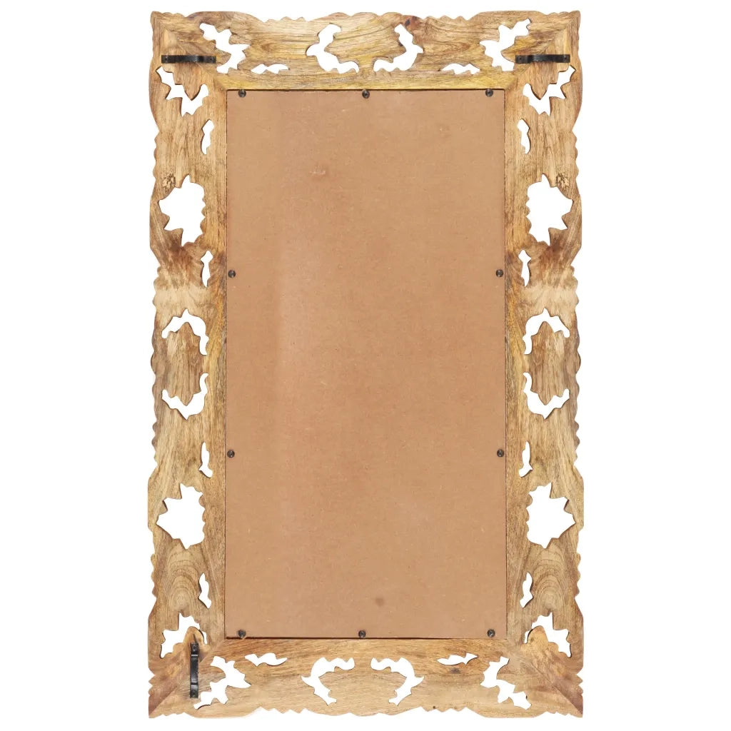 Specchio Intagliato a Mano 80x50 cm in Legno Massello di Mango 321639