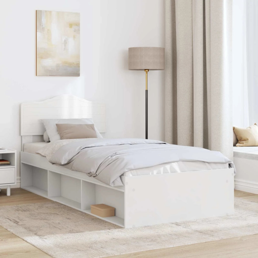 Letto singolo | Letto per adulti | Struttura del letto Bianco 100 x 200 cm Pino massello