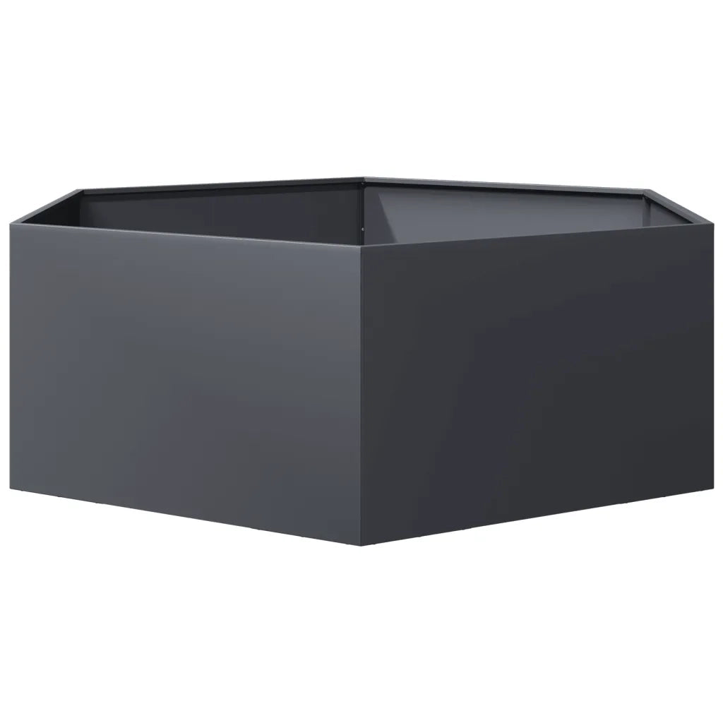 Fioriera da Giardino Antracite Esagono 138x120x45 cm in Acciaio 851138
