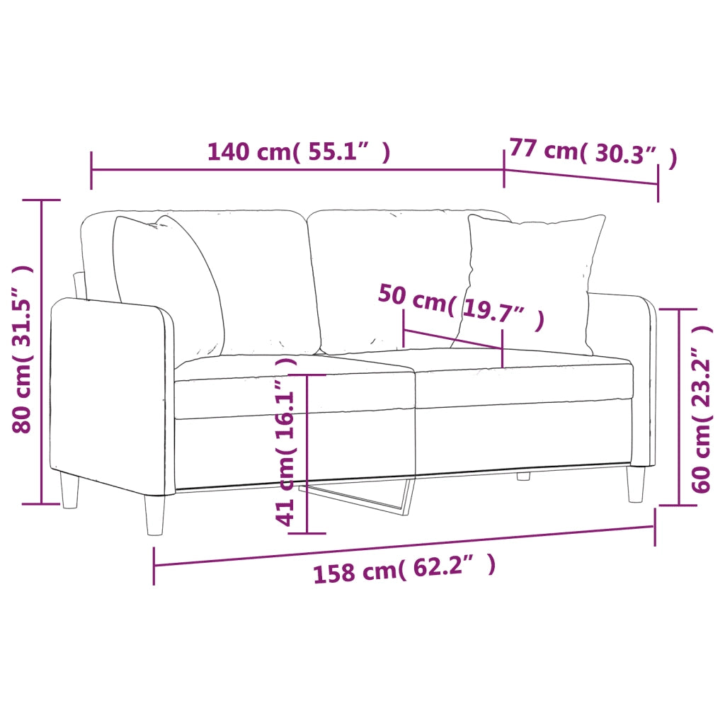 Divano a 2 Posti con Cuscini-Sofa 2 Posti con Cuscini Marrone 140 cm in Tessuto 725681
