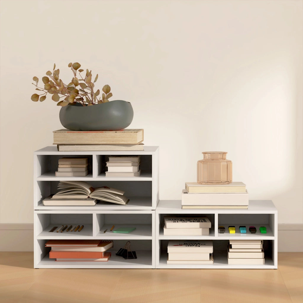 Mobile Porta Stampante da Ufficio con 3 Ripiani Aperti a 2 Livelli, 47x40x22.5 cm, Bianco