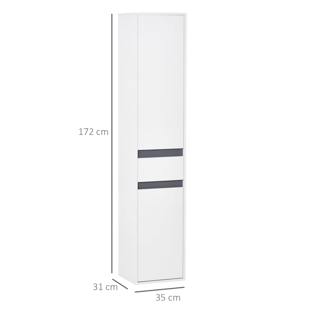 Mobile Bagno Colonna Contemporaneo ¨C zephmum ¨C 2 Ante 3 Ripiani Cassetto Bianco